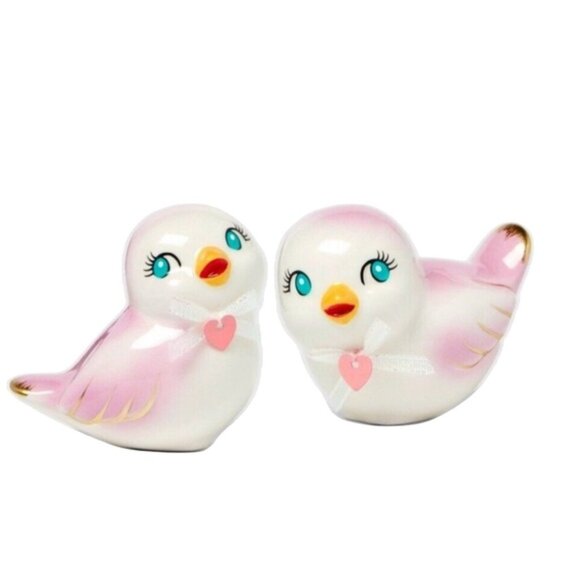 Ceramic Lovebird Figurines - Pink SPRITZ - Picture 2 of 9